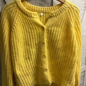 Yellow Button-Up Women's Sweater